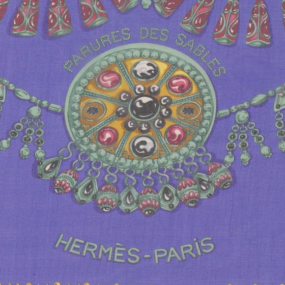 Hermes Parures Des Sables Scarf	Printed Silk	90 Blue - Picture 2 of 5
